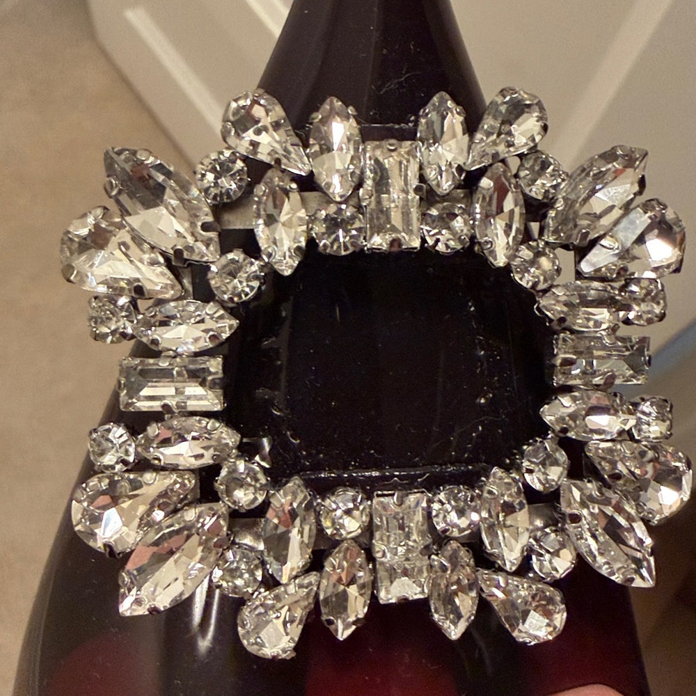 Zara Women's Dark Red Heels with Sparkling Embellishments - Picture 3 of 3